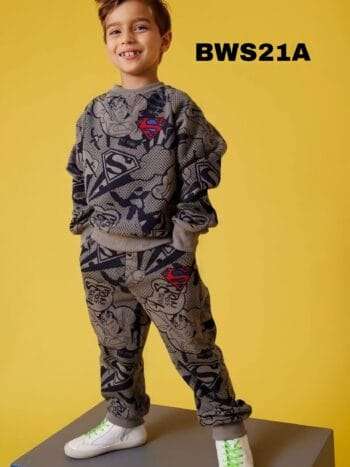 Kids Fashionable Sweater Set, Kids Clothing Print and Trousers Two-Piece Set