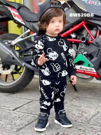 Kids Fashionable Sweater Set, Kids Clothing Print and Trousers Two-Piece Set