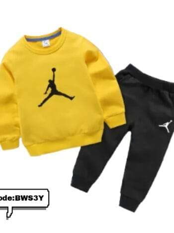 Kids Jordan Logo Sweatshirt Set Yellow & Black