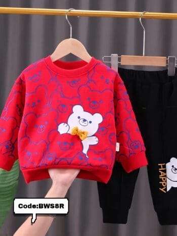Kids Fashionable Sweater Set, Kids Clothing Print and Trousers Two-Piece Set