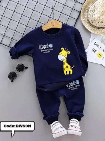 Kids Fashionable Sweater Set, Kids Clothing Print and Trousers Two-Piece Set