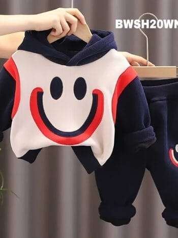 Kids Fashionable Hoodie Set, Kids Clothing Print and Trousers Two-Piece Set