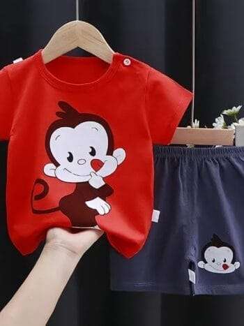 A fun picture of a cartoon monkey smiling with its hand on its cheek, in a comfortable and beautiful design for children.