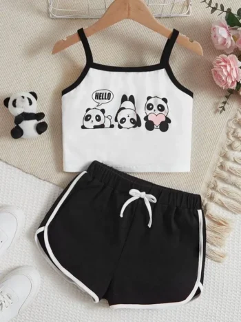 Very cute Panda print short tops for kids